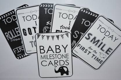 SYGA Set Of 27 Baby Milestone Cards, Baby Shower Gift, Newborn Gift, Baby Photo Props, Baby Monthly Card, Monochrome Baby Gift, New Baby Card Game Greeting Card