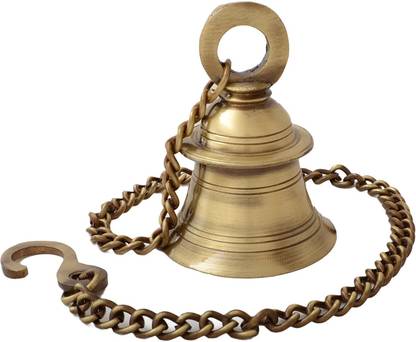 GoldGiftIdeas Brass Wall Hanging Bell With Chain Decorative Showpiece  -  38 cm