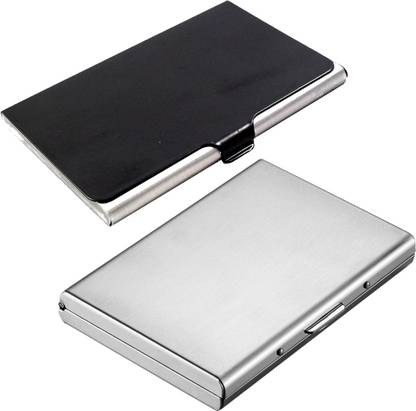 StealODeal Silver High Quality Metal With Black Stainless Steel 6 Card Holder