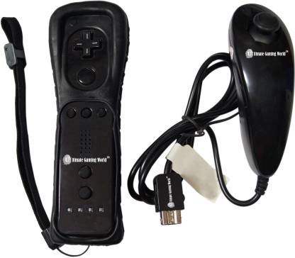 Ultimate Gaming World ™ Wii Remote with Nunchuk (Black Color) for Wii Console. Good Quality  Gaming Accessory Kit