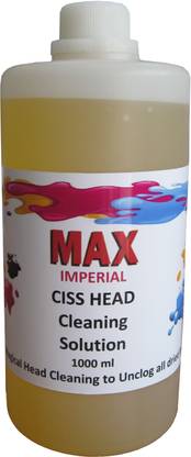 MAX Imperial CISS Head Cleaning Solution 1000ML Kit to Clean Clogged and Blocked Ciss Head of All Inkjet Printers Tri-Color Ink Cartridge