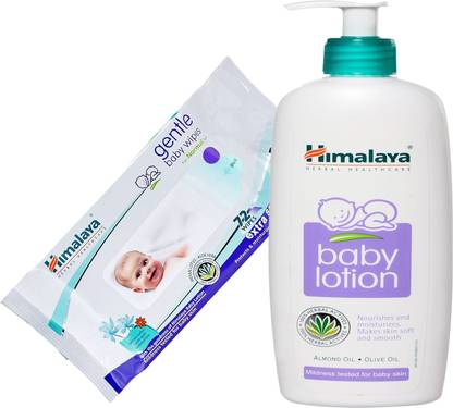 Himalaya Herbals Herbals Baby Lotion (400ml)+Himalaya Herbals Gentle baby Wipes (72 Sheets)