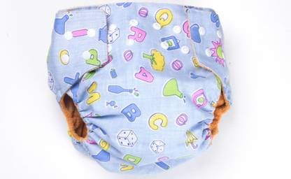 OLE BABY Cloth Diaper REUSABLE Nappy Organic Cotton Anti Bacterial Washable Free Size Adjustable 0-3 Years ( Made in India)-Sky Blue