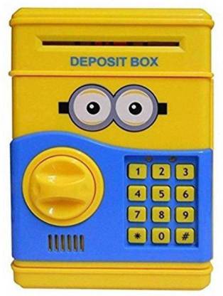 satvik enterprises Minion Money Safe ATM Smart Electronic Lock Piggy Bank for Coin/Note Safe with Locker Key Coin Bank Coin Bank (Yellow) Coin Bank