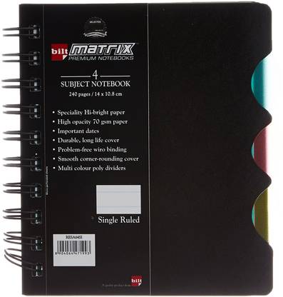 bilt Matrix A6 Notebook Single 240 Pages