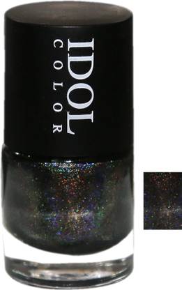 IDOL Holographic Rainbow Nail Polish, Black, 10 ml. black