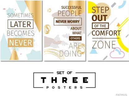 Inspirational Posters For Students And Office Study Room Decor - Combo of 3 Large Motivational Quotes Q7 Paper Print