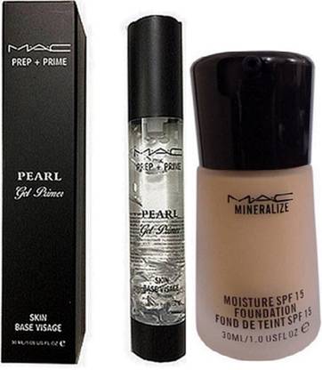 M.A.C PREP+PRIME PEARL GEL SKIN BASE VISAGE Primer - 30 ml (TRANSPARENT)&Mineralize Foundation