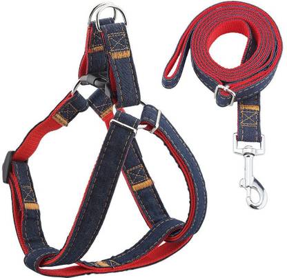 Skora Dog Leash Harness Adjustable & Durable Leash Set & Heavy Duty Denim Dog Leash Collar for Large Dog, Perfect for Daily Training Walking Running Dog Harness & Leash
