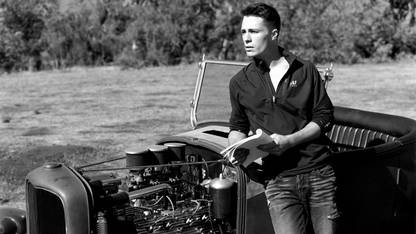 colton haynes guy man brunette car black and white on LARGE PRINT 36X24 INCHES Photographic Paper