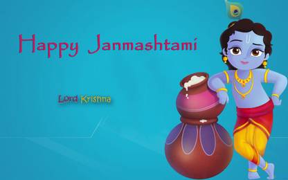 Happy Krishna Janmashtami HD Wallpapers poster on LARGE PRINT 36X24 INCHES Photographic Paper