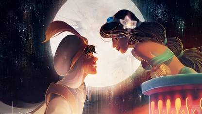 jasmine aladdin moon sky cartoon poster on fine art paper 13x19 Fine Art Print