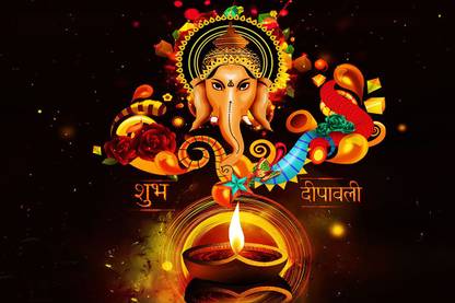 ganesha happy Diwali posters for greetings hd photos on LARGE PRINT 36X24 INCHES Photographic Paper