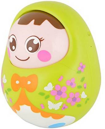 Tiny Mynee Cartoon Tumbler Doll Roly-poly for babies with Sound&Nodding head-Green Rattle