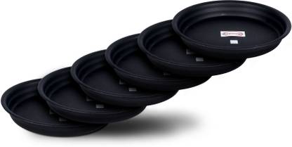 Pepper Agro Plant Saucer Base Plate Planter Tray 5 inch Black (Set of 6) Plant Container Set