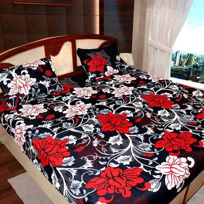 Beloved 144 TC Polycotton Double Floral Flat Bedsheet
