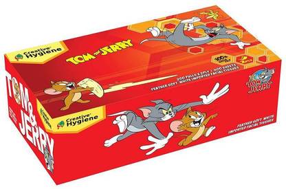 Creative Hygiene Creative Hygiene Tom & Jerry Facial Tissue Paper 2 Ply 200 Pull (200 Sheet) Per Box.