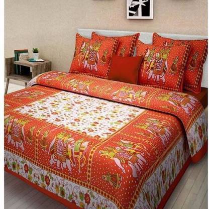 Saba Dream Collection Cotton Double Flat 200 TC Animal Bedsheet