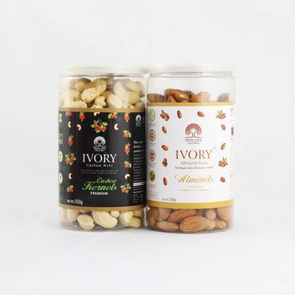 IVORY Pack of 2 Cashew and Almonds Nuts Cashews, Almonds