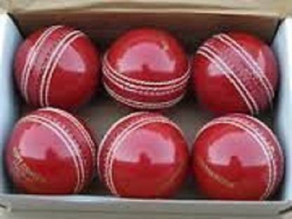 kohinor gems Crown Sports Red Cricket Leather Ball (6 Pack) in 2 part Cricket Leather Ball