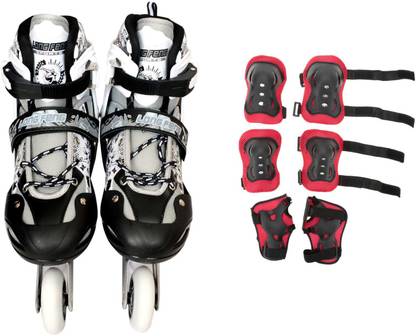 CREDENCE Long Feng Adjustable Inline Skates (Large 39-42) with Proctective Set Skating Skating Kit