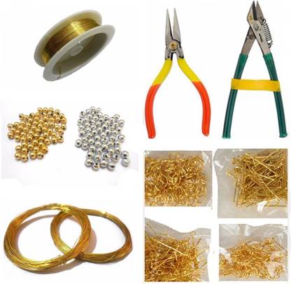 GOELX Jewellery Making Basic Accessories Finding Tool Kit With Multiple Items - Wire, Tools, Beads