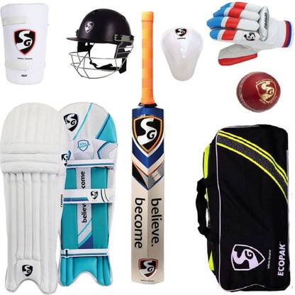 SG Multicolor Economy Cricket Set With Helmet and Ball Cricket Kit