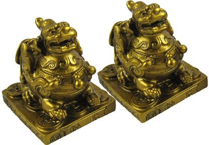 Target Retail Vastu Pair Of Pi Yao For Good Luck,Wealth Decorative Showpiece  -  8 cm