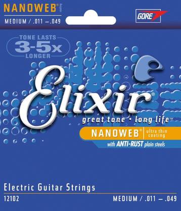 Maaron Electric Elixir Strings Electric Guitar Strings, 6-String, Medium NANOWEB Coating Guitar String