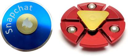 S.Blaze Combo of 2 Multi-Colour Metal Rounded Snapchat Shield + Iron Man Fidget Spinner Toy for Kids & Adults
