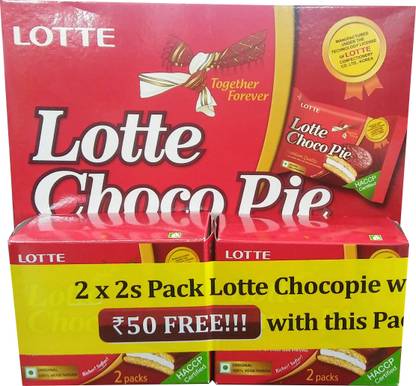 Choco pie (pack Of 12), Carton, 336g (2 X 2s pack Lotte Choco pie Worth Rs.50 Free With this Pack) Cream Sandwich Biscuit