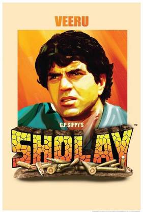 Sholay Veeru Poster Print Poster on 13x19 Inches Paper Print