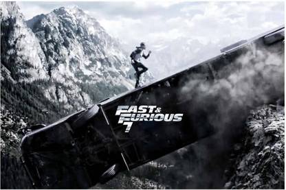 Poster Fast And Furious Paul Walker Bus & Cliff Scene Print Poster on LARGE PRINT 36X24 INCHES Photographic Paper