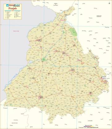 Punjab Map Vinyl - Fine Art Print