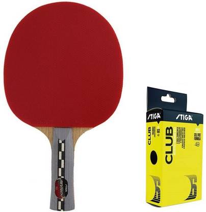 Stiga Combo of Two , One Revtech Table Tennis Racquet and One Club 40 + Ping Pong Ball box - Multicolor Table Tennis Racquet