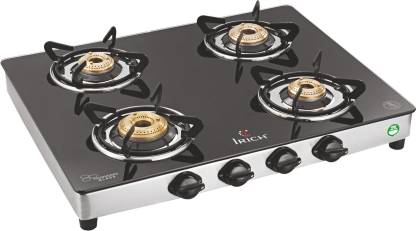 irich Deluxe SS Glass Manual Gas Stove