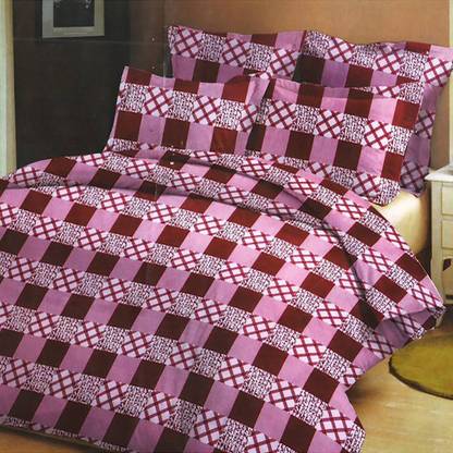 Elegance Polycotton Double Flat 144 TC Checkered Bedsheet