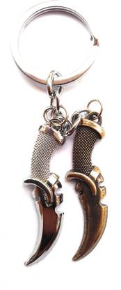 Hats Off Dual Knife Design Key chain Golden and Silver Knife key ring Key Chain