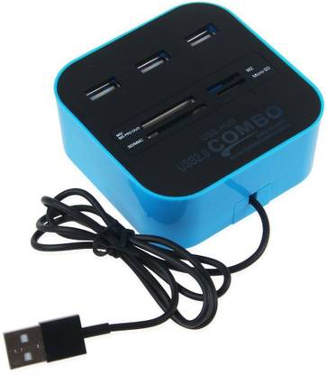 LipiWorld 3 Ports USB 2.0 HUB Multi-card Reader for Sd/mmc/m2/ms Mp-All in One - (Blue ) USB Hub