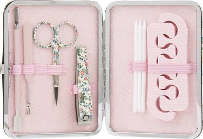 Vintage Cosmetic Pedicure Purse Pink Floral Satin