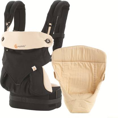 Ergobaby 4 Position 360 Bundle of Joy with Easy Snug Infant Insert - Camel/Black (All Position) Baby Carrier