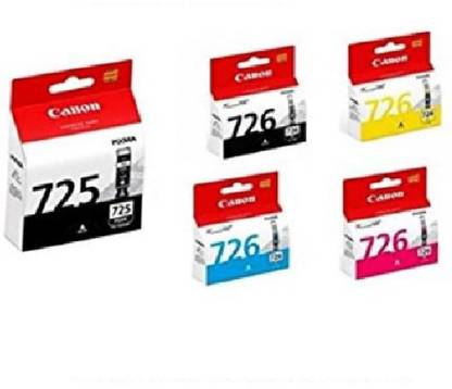 Canon 725 Black & 726 B/C/Y/M [Set of 5] Tri-Color Ink Cartridge