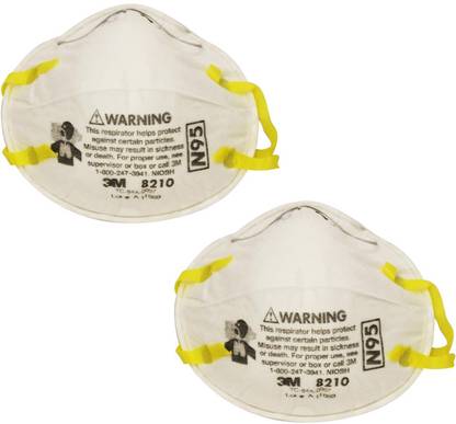 3M pack of 2 Particulate Respirator 8210, N95 Mask, NIOSH Approved 8210-MSK
