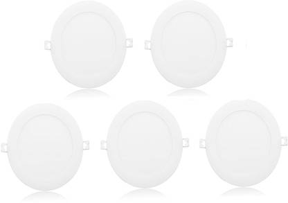 Syska 8W ROUND WHITE 6500K LED CEILING PANEL PACK OF-05 Downlighter Ceiling Lamp