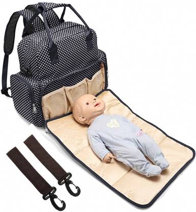BABYMOON Multi Function 5 in 1 Waterproof 5 in 1 Polka Dotes Premium High Quality Waterproof Backpack Nappy Bag / Diaper Bag / Mother Bag