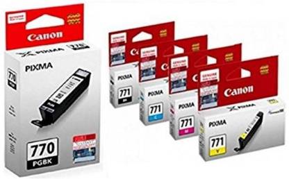 Canon 770 & 771 B/C/Y/M [Set of 5] Tri-Color Ink Cartridge