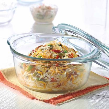 BOROSIL Deep Round Casserole with Lid, 2.5 L Serve Casserole