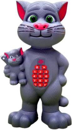 Fabofly Talking Tom Cat With Baby Kitten (Touch Function, Music, Led Lighting, HD Recording, Animal Voices, Vehicle Sounds) Rattle