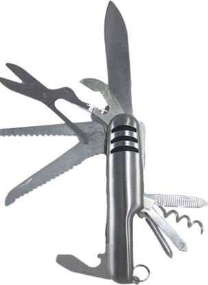 K कुडोस एंटरप्राइज़ 11 in 1- Multi function Outdoor Camping Survival Swiss Army Style Stainless Steel Folding Pocket Knife Tool 11 फंक्शन मल्टी यूटिलिटी स्विस चाकू