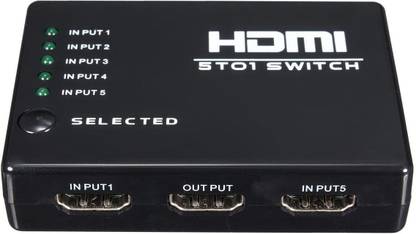 LipiWorld TV-out Cable 5 Port HDMI Switch - Mini 1080p HDMI Switcher Selector Box Auto Switch With Remote